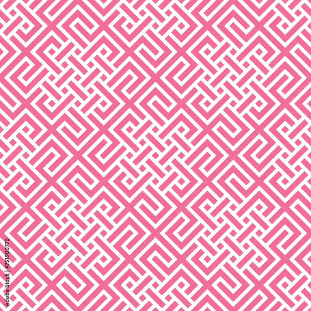 The geometric pattern with lines. Seamless vector background. White and pink texture. Graphic modern pattern. Simple lattice graphic design