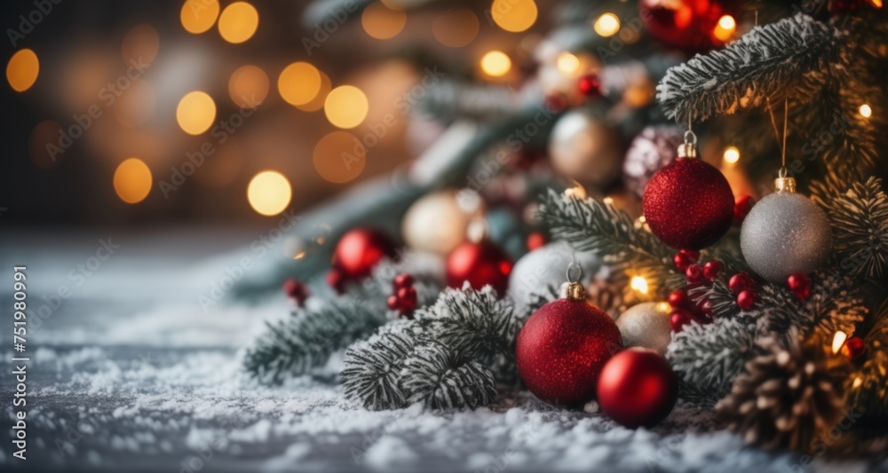  Merry Christmas - A festive holiday tree adorned with ornaments and twinkling lights