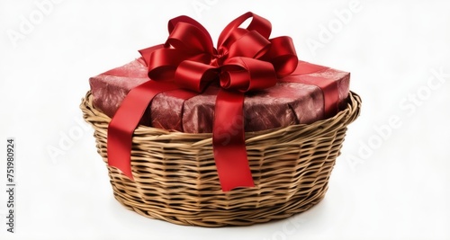  A gift-wrapped surprise in a woven basket photo