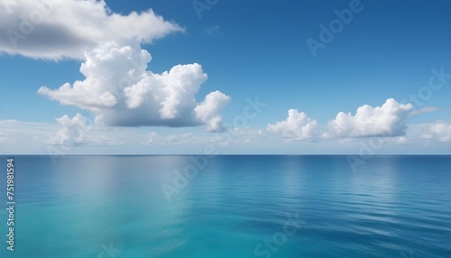 A large body of water with clouds in the sky calm ocean landscape © itnozirmia