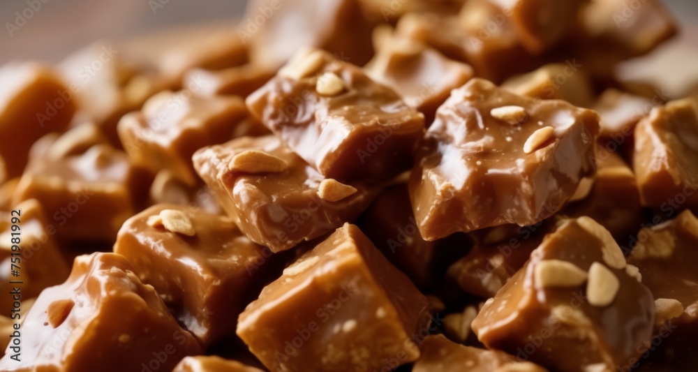 Deliciously tempting caramel squares with nuts Deliciously tempting caramel squares with nuts