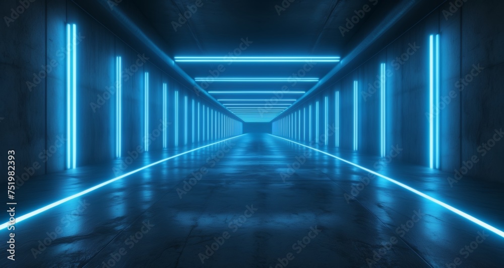  Illuminated tunnel with futuristic lighting