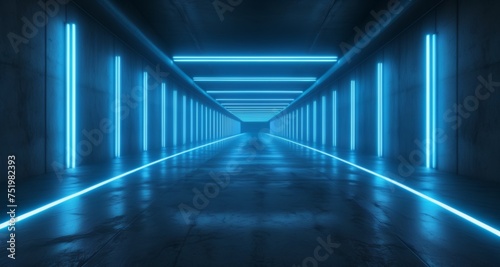  Illuminated tunnel with futuristic lighting