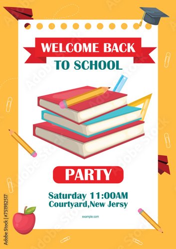Vector illustration Back to school flyer, school sale, invitations banner post template