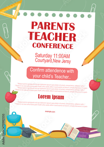 Vector illustration Back to school flyer, school sale, invitations banner post template