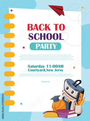 Vector illustration Back to school flyer, school sale, invitations banner post template