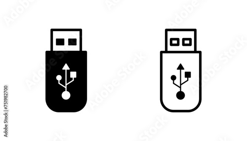 Usb icon set. Flash disk icon vector