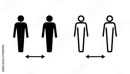 Social distance icon set. social distancing icon. self quarantine sign