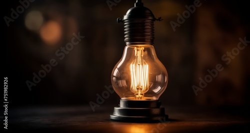  Glowing vintage lightbulb, symbolizing inspiration or enlightenment