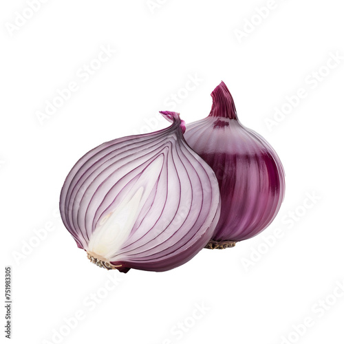 Red onion isolated on transparent or white background