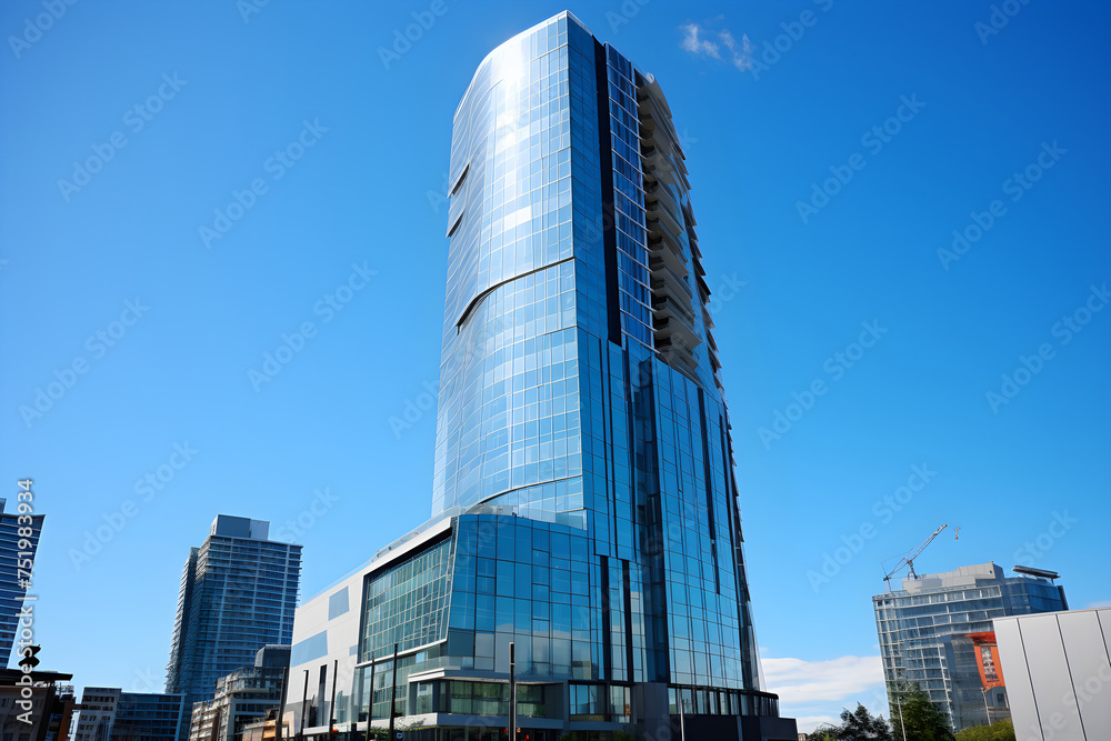 CB Tower: A Glistening Beacon of Modern Architecture Set Against a Clear Blue Sky