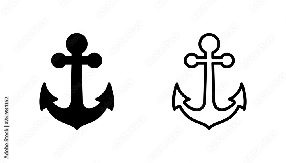 Anchor icon set. Anchor symbol logo. Anchor marine icon. Anchor icon set. Anchor symbol logo. Anchor marine icon.