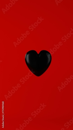 Abstract background, one heart on red background. 3D render.