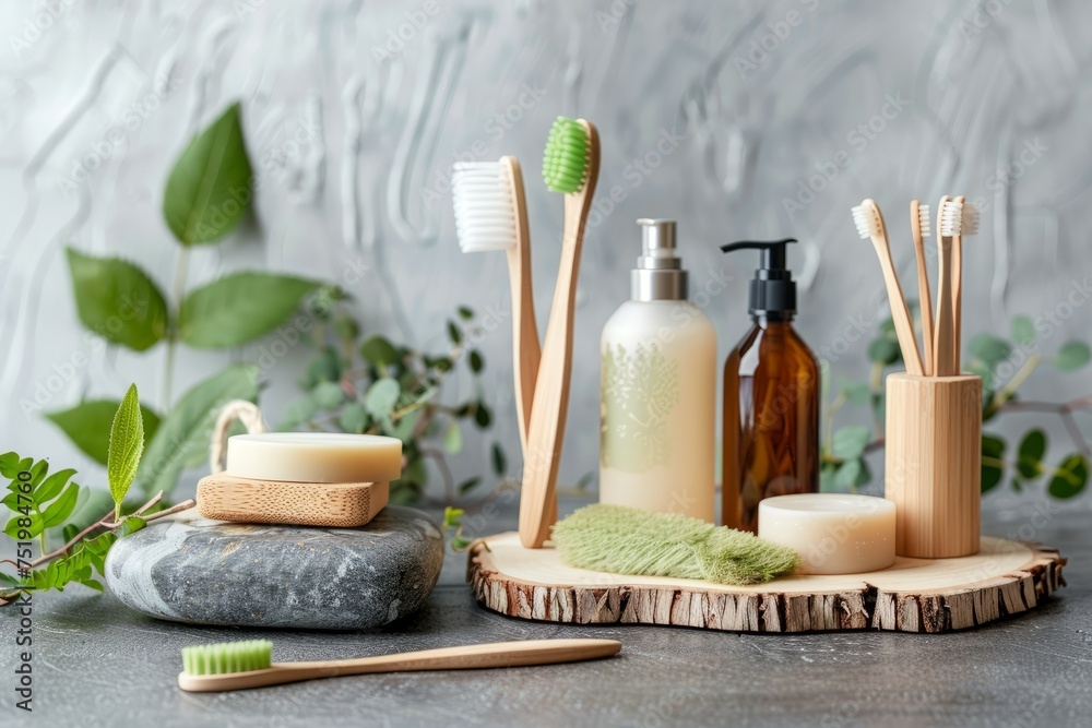 Set of Eco cosmetics products and tools