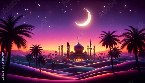 Islamic backgrounds in the form of pictures of mosques  lanterns and various Islamic symbols