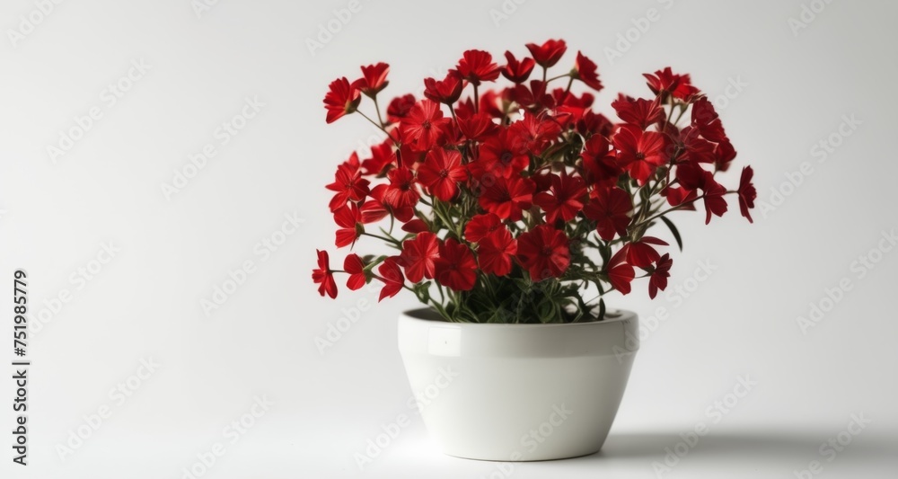  Bright red flowers in a white vase, adding a pop of color to any space