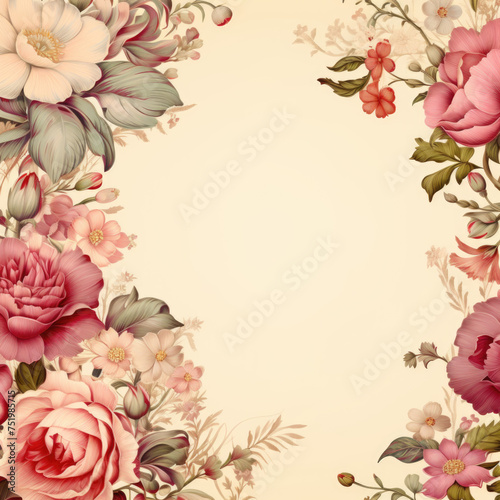 Vintage floral greeting card background