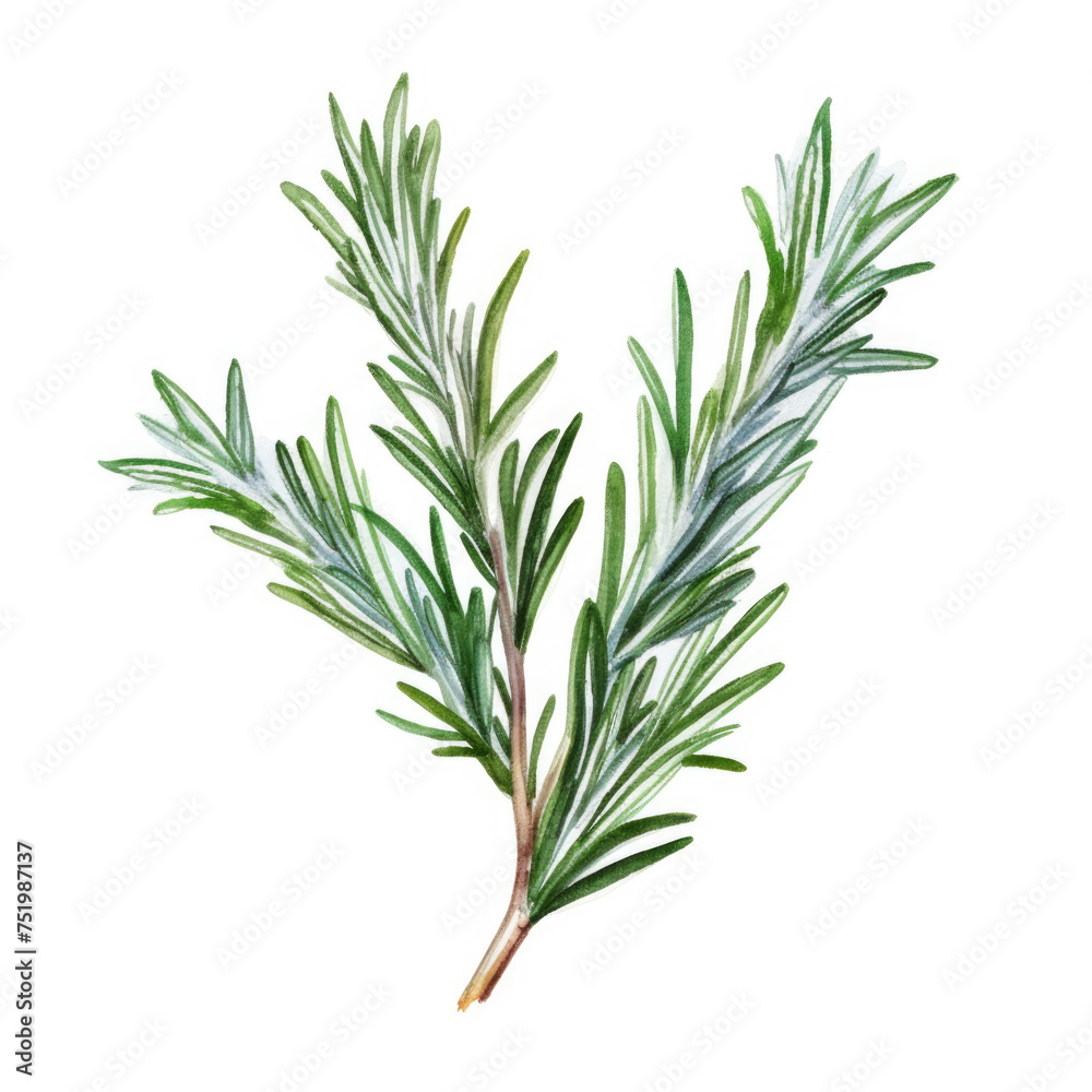 Fototapeta premium Watercolor isolated illustration of a branch of rosemary