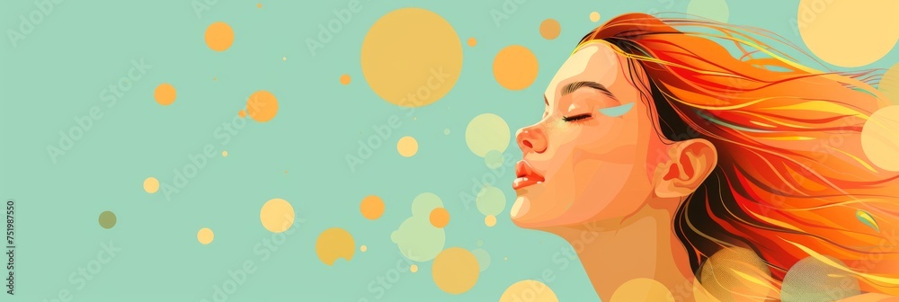 Abstract illustration of happy woman with copy space Abstract illustration of happy woman with copy space