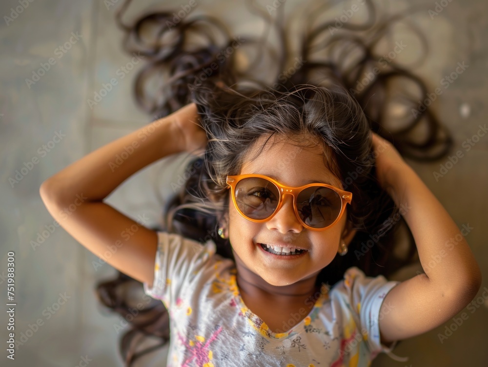 Happy Indian Girl with Auburn-Tinted Sunglasses, Casual Pose
Happy Indian Girl with Auburn-Tinted Sunglasses, Casual Pose
