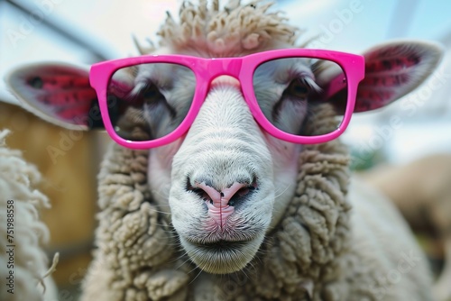 sheep wearing pink sunglasses