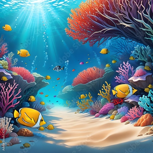 coral reef with fish and coral