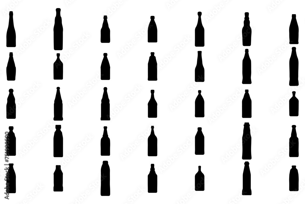 Simple silhouette of liquid seasoning bottle. Icon set Simple silhouette of liquid seasoning bottle. Icon set