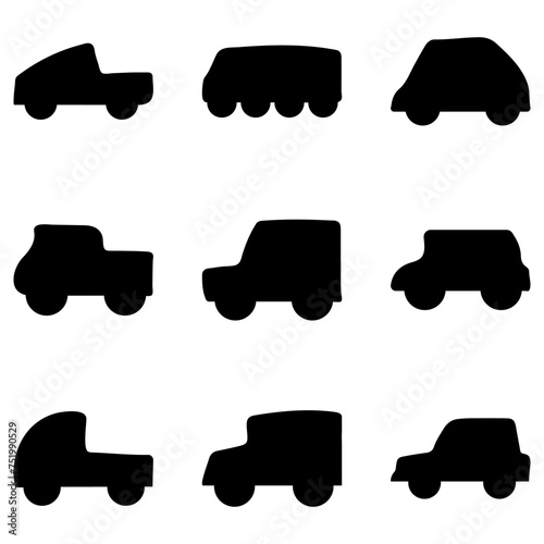 Simple silhouette of children toy car