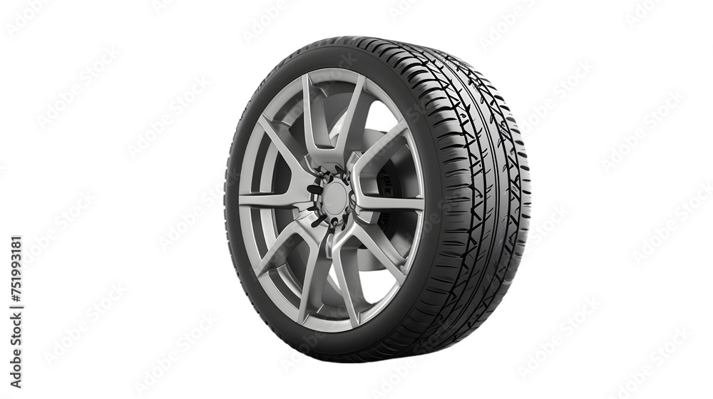 Car wheel isolated on transparent background