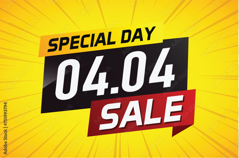 4.4 Special day sale word concept vector illustration with ribbon and 3d style for use landing page, template, ui, web, mobile app, poster, banner, flyer, background, gift card, coupon
4.4 Special day sale word concept vector illustration with ribbon and 3d style for use landing page, template, ui, web, mobile app, poster, banner, flyer, background, gift card, coupon