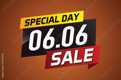 6.6 Special day sale word concept vector illustration with ribbon and 3d style for use landing page, template, ui, web, mobile app, poster, banner, flyer, background, gift card, coupon


