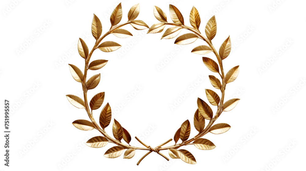 Fototapeta premium Golden laurel wreath isolated on transparent background