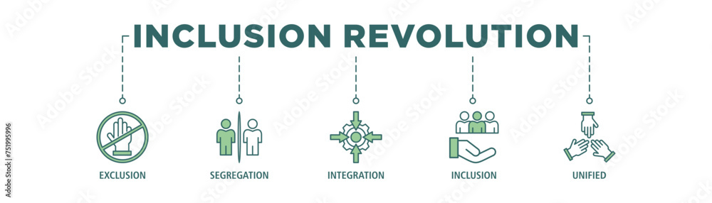 Inclusion revolution banner web icon set vector illustration concept ...