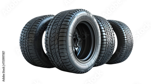 New car tires. Auto parts isolated on transparent background