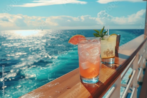 Cocktails on a cruise ship in the summer.