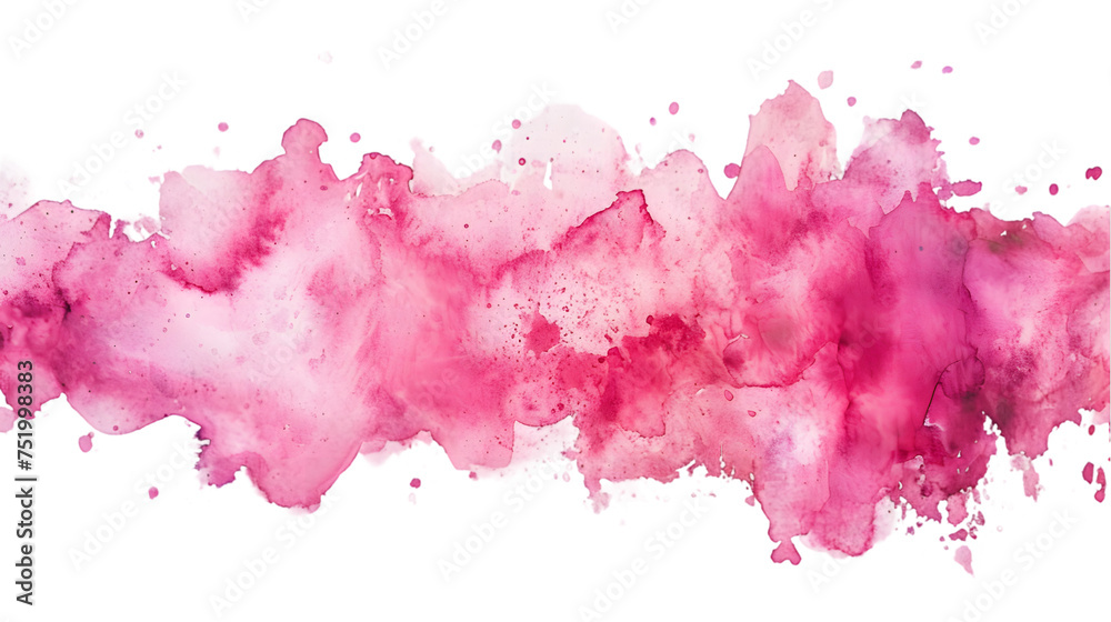 Pink watercolor stain isolated on transparent background
