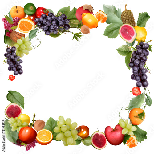 Rainbow colored fruits and vegetables on white and transparent background. Juice and smoothie ingredients. Healthy eating / diet concept.