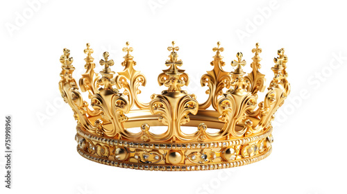 Royal Gold crown isolated on transparent background