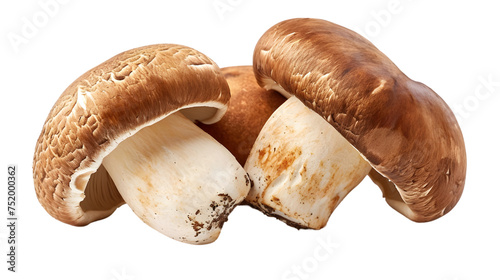 whole and halved porcini mushroom isolated on transparent background