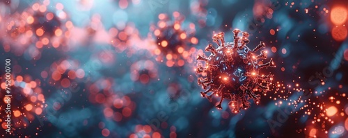 Abstract Virus Particle Concept with Bokeh Light Effects 
