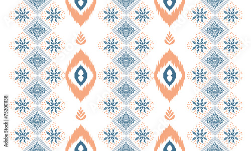 Hand drawn african Ikat paisley embroidery.geometric ethnic oriental seamless pattern traditional on white background.Aztec style abstract vector illustration.