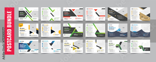 Creative modern postcard design template set, Corporate eddm postcard design template bundle layout vector