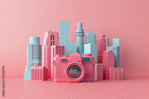Camera and Cityscape in the concept of urban photography