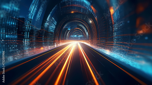High-speed tunnel with dynamic light trails