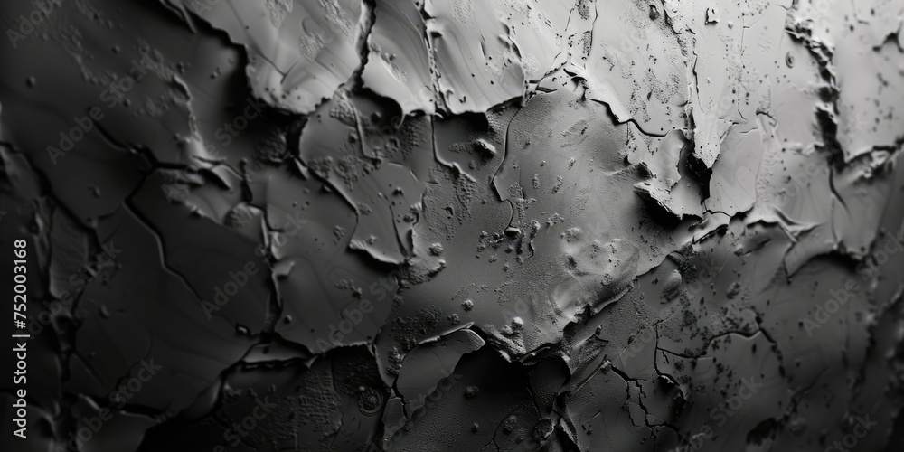 Obraz premium Black and white textured background of cracked dry earth, suitable for concepts of drought, climate change, and environmental crisis.