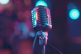 Microphone and Stage Lights in the concept of performance or entertainment industry