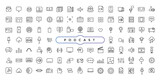 Podcast and education set of web icons in line style. Learning icons for web and mobile app. E-learning, video tutorial, knowledge, study, school