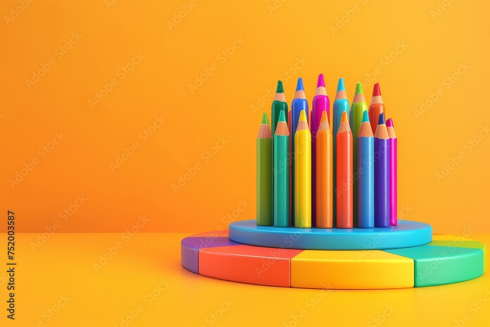 Fototapeta premium Crayons and Coloring Book in the concept of children art creation