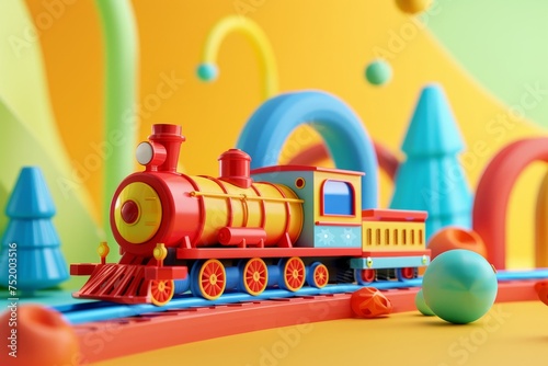 Doll and Toy Train in the concept of realistic play