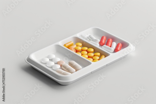 Food Tray and medicine in the concept of making supplements